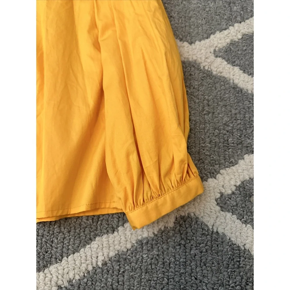 Derek Lam 10 Crosby Gathered Pintucked Cotton Poplin Blouse Orange Size‎ 8 New